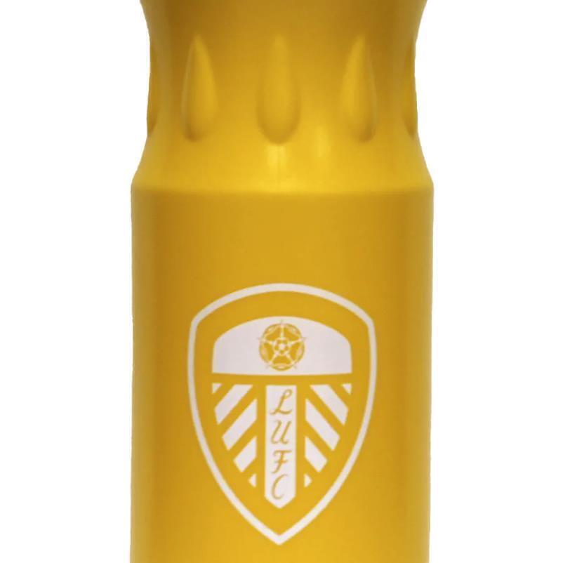 Leeds Utd Water Bottle In Yellow With Blue Lid/Cap LUFC