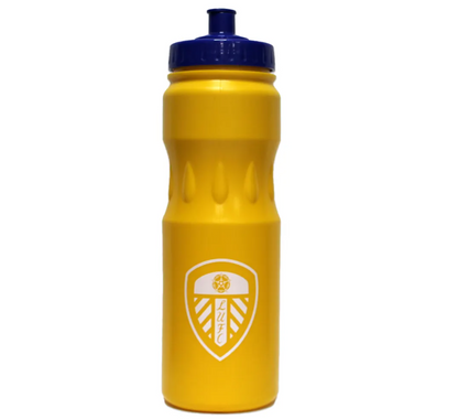 Leeds Utd Water Bottle In Yellow With Blue Lid/Cap LUFC