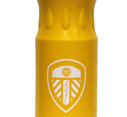 Leeds Utd Water Bottle In Yellow With Blue Lid/Cap LUFC