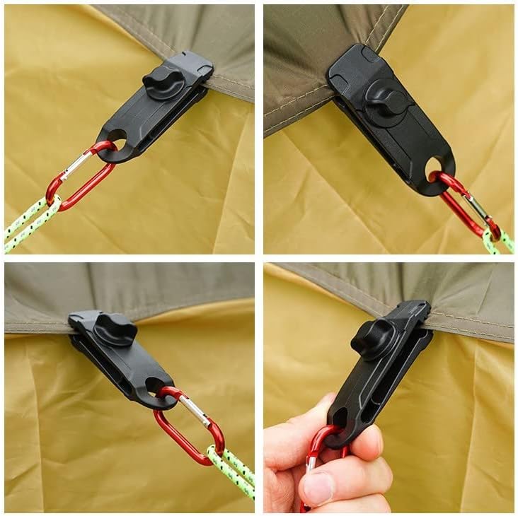 Tarpaulin Clips with 4mm Tarpaulin Ties for Camping Cargo Car Boat 10 Pack