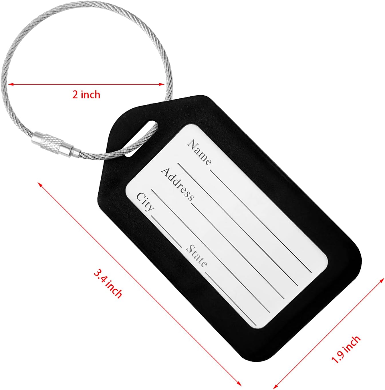 3-Pack Luggage Tags Travel Suitcase Bag Tag Name Address ID Plastic Labels