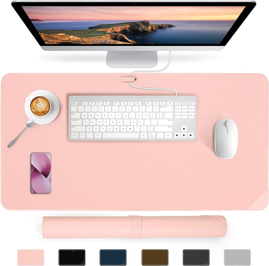 Desk Mat Waterproof Desk Pad Premium PU Leather Colour Pastel Pink 80 x 40
