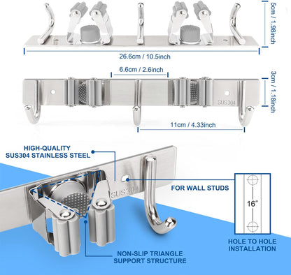 Premium Wall Mounted Organizer for Kitchen Garage Utility Office 2 Racks 3 Hooks