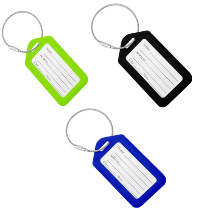 3-Pack Luggage Tags Travel Suitcase Bag Tag Name Address ID Plastic Labels