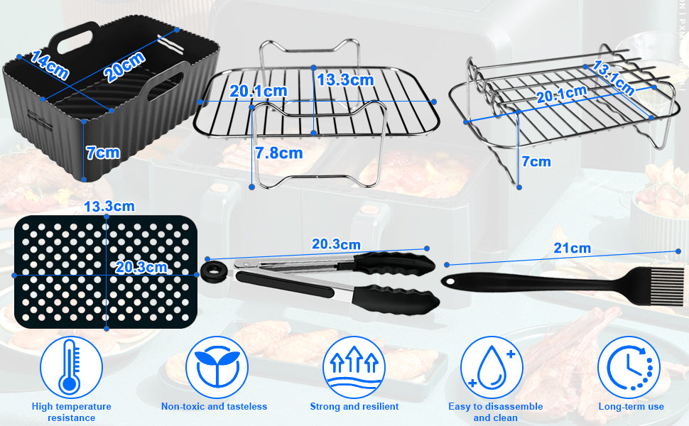 Dual Air Fryer Accessories 6Pcs Set With Racks Compatible Ninja Foodi and Others