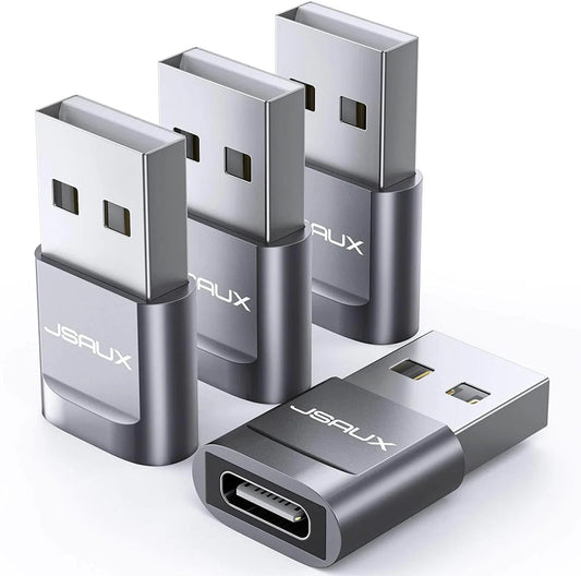 USB C to USB A Male Adapter Power Converter Compatible with Many Devices 4-Pack